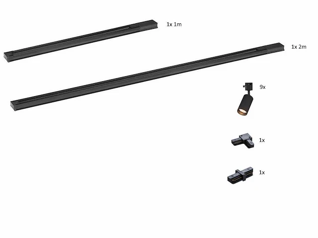 2+1 meter railsysteem met 9x railspot gu10 fitting (1x) - afbeelding 4 van  7