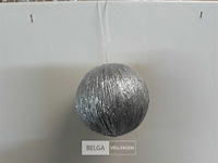 21 x kerstbal pvc zilver met glitters 6 cm - afbeelding 3 van  3