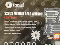 22 delige flexibele ringratel-steeksleutel set 6-32mm - afbeelding 4 van  7