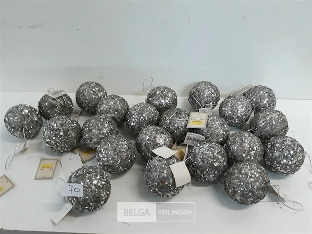 22 x kerstbal zilver glitter 8 cm - afbeelding 1 van  3