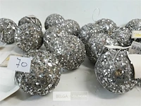 22 x kerstbal zilver glitter 8 cm - afbeelding 3 van  3
