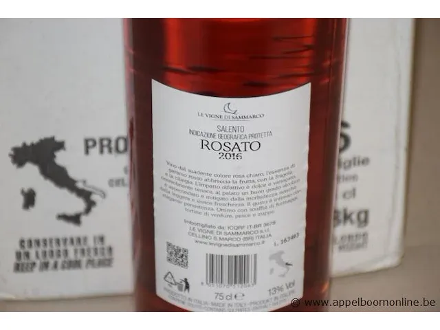 23 flessen à 75cl rosé wijn salento, rosato, le vigne di sammarco, 2016, 13% - afbeelding 2 van  2