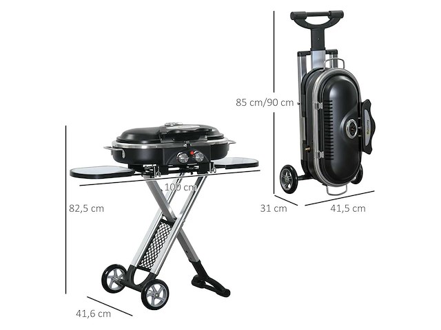 2,34 kw opvouwbare gasgrill met 2 branders - afbeelding 4 van  7