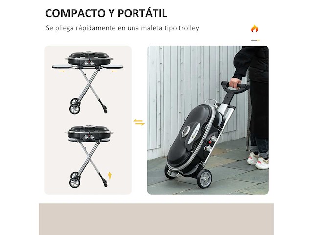 2,34 kw opvouwbare gasgrill met 2 branders - afbeelding 6 van  7