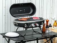 2,34 kw opvouwbare gasgrill met 2 roestvrijstalen branders - afbeelding 1 van  5