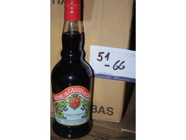 24 flessen à 70cl likeur créme de cassis de dijon, charles le téméraire, 16% - afbeelding 1 van  2
