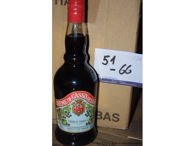 24 flessen à 70cl likeur créme de cassis de dijon, charles le téméraire, 16% - afbeelding 1 van  2