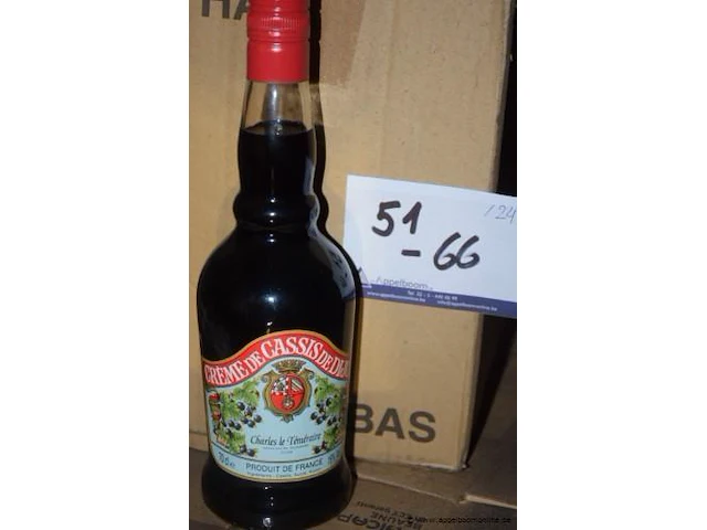 24 flessen à 70cl likeur créme de cassis de dijon, charles le téméraire, 16% - afbeelding 1 van  2
