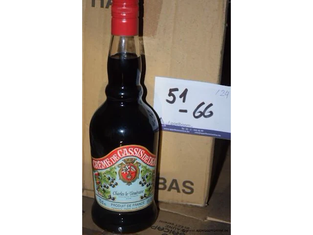 24 flessen à 70cl likeur créme de cassis de dijon, charles le téméraire, 16% - afbeelding 1 van  2