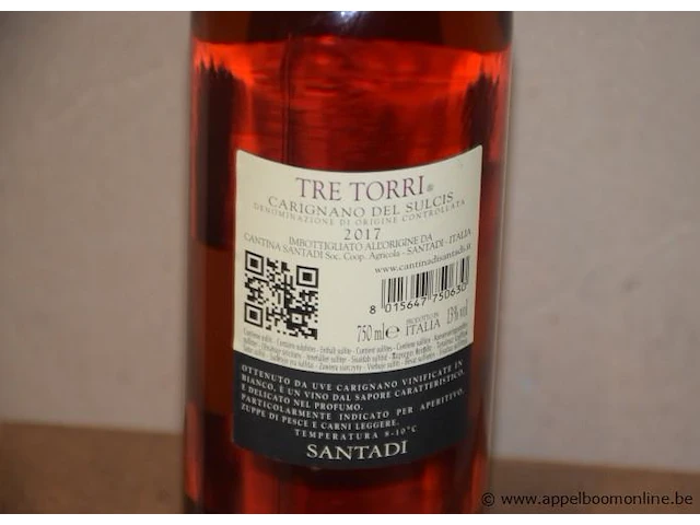 24 flessen à 75cl rosé wijn tre torri, santadi, carignano del sulcis, 2017, 13% - afbeelding 2 van  2