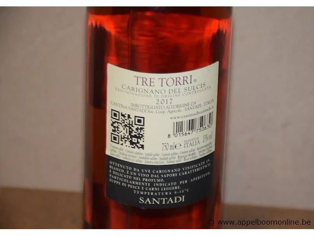 24 flessen à 75cl rosé wijn tre torri, santadi, carignano del sulcis, 2017, 13% - afbeelding 2 van  2