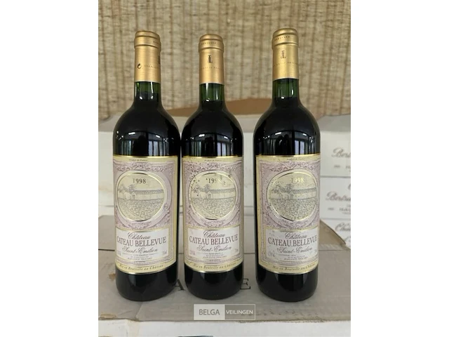 24 flessen2x 1 doos chateau cateau bellevue saint emilion 1998 - afbeelding 3 van  4