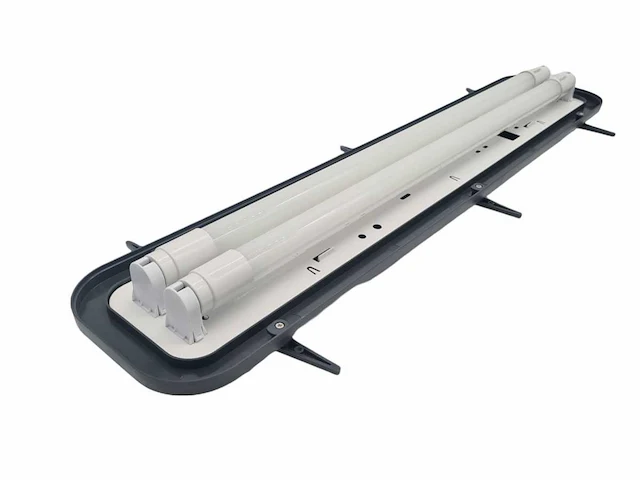 24 x 60cm pro design dubbele led tl t8 armaturen waterdicht donkergrijs met reflector - afbeelding 3 van  6