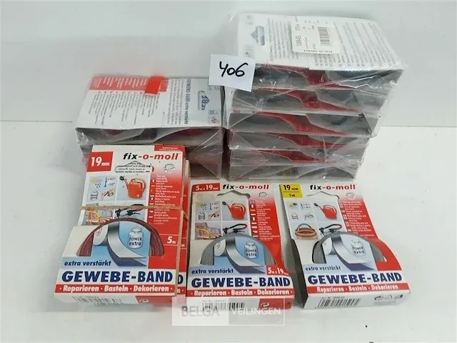 24 x power tape extra sterk met geweven band 19mm x 5m mix rood/grijs - afbeelding 1 van  3