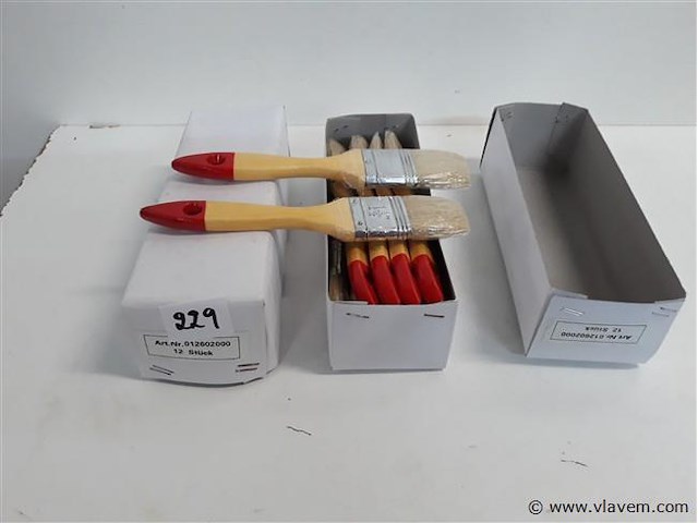 24 x verfborstel plat 3,5 cm - afbeelding 1 van  2