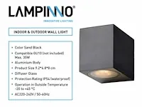 24 x wandlamp modern rechthoekig gu10 fitting zand zwart - afbeelding 4 van  5