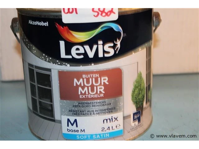 2,5 l buiten muurverf merk ; levis base m mix winkelprijs 140€ - afbeelding 1 van  1