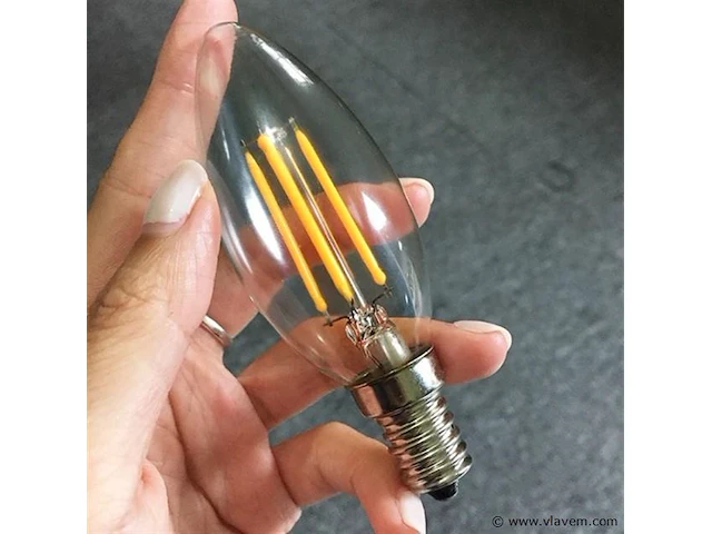 25 x c35 led- filament lamp – 6w – e14 – dimbaar – 2700k – warm wit - afbeelding 2 van  3