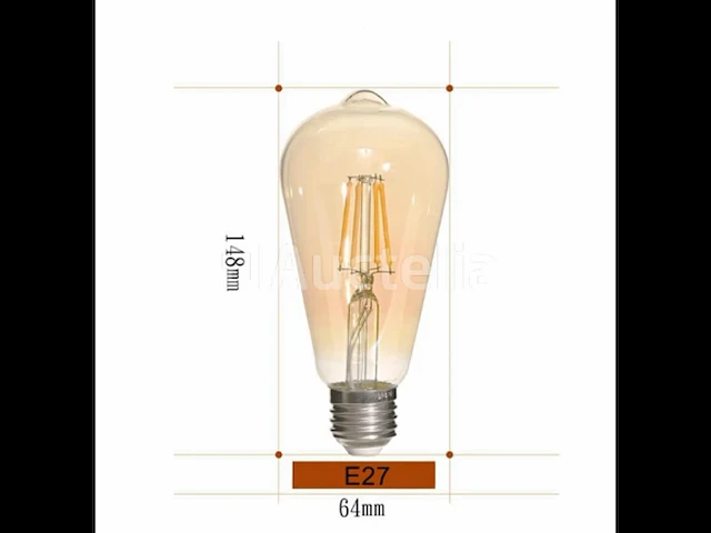 25 x filamentlamp st64 amber - 6w - led - e27 - dimbaar - 2700k (warm wit) - afbeelding 1 van  3