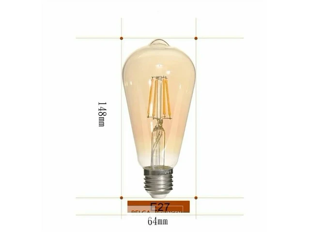 25 x filamentlamp st64 amber - 6w - led - e27 - dimbaar - 2700k (warm wit) - afbeelding 4 van  4