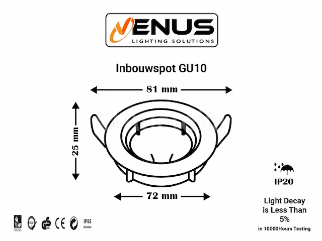 25 x gu10 armatuur met lamphouder (wit) - afbeelding 3 van  5