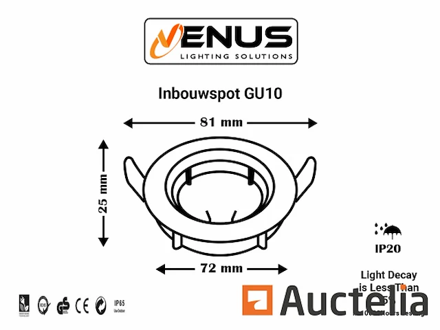 25 x gu10 armatuur met lamphouder (wit) - afbeelding 1 van  5