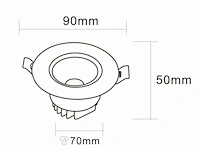 25 x inbouw led spot – 7w – draaibaar – dimbaar – 6500k koud wit – cob – ø70mm – ip20 - afbeelding 6 van  7