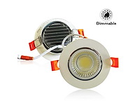 25 x inbouw led spot – 7w – draaibaar – dimbaar – 6500k koud wit – cob – ø70mm – ip20 - afbeelding 1 van  6