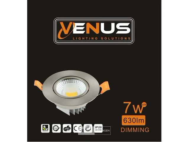 25 x inbouwspot 7w led zilver dimbaar 3000k warm wit - afbeelding 7 van  7