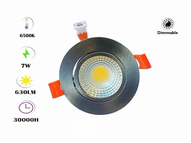 25 x inbouwspot 7w led zilver dimbaar 6500k daglicht - afbeelding 1 van  7