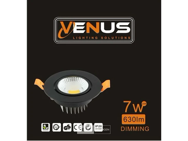 25 x inbouwspot 7w led zwart 3000k warm wit - afbeelding 5 van  5