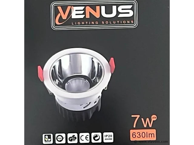 25 x led inbouwspot – 7w – 6500k koud wit – wit/zilver – cob – ø75mm – ip20 - afbeelding 4 van  4
