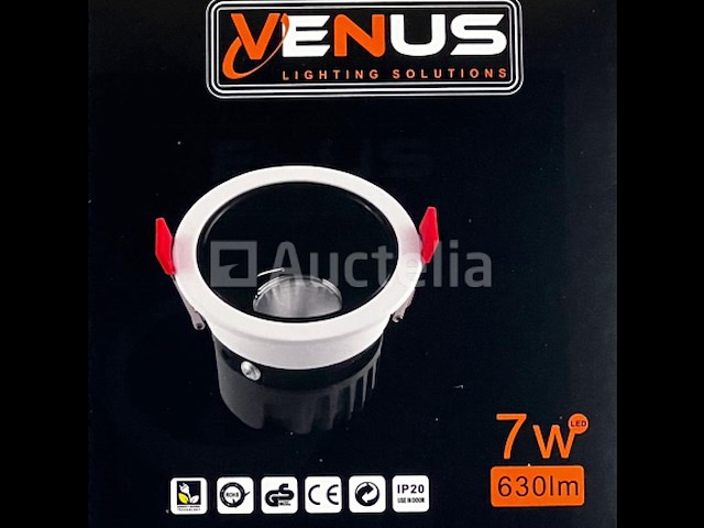 25 x led inbouwspot –7w – 6500k koud wit – wit/zwart – cob – ø75mm – ip20 - afbeelding 3 van  5