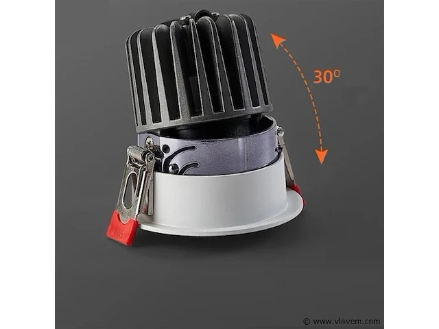 25 x led inbouwspot –7w – 6500k koud wit – wit/zwart – cob – ø75mm – ip20 - afbeelding 2 van  5