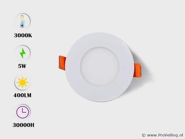 25 x led-paneel – rond inbouw – 5w – 3000k – warm wit - afbeelding 1 van  4