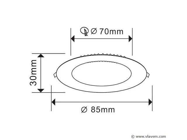 25 x led-paneel – rond inbouw – 5w – 3000k – warm wit - afbeelding 3 van  4