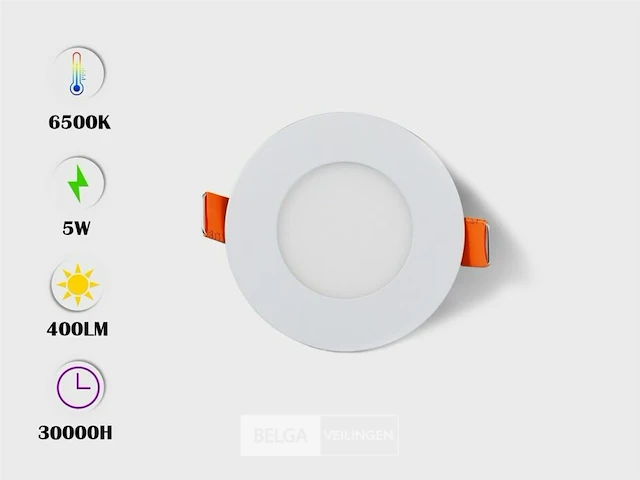 25 x led-paneel – rond inbouw – 5w – 6500k – koud wit - afbeelding 2 van  5