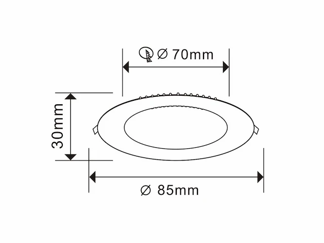 25 x led-paneel – rond inbouw – 5w – 6500k – koud wit - afbeelding 3 van  4