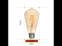 25 x st64 amber filament lamp – 6w – e27 – dimbaar – 2700k – 500 lm – ip20 – binnen - afbeelding 1 van  3