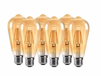 25 x st64 amber filament lamp – 6w – e27 – dimbaar – 2700k – 500 lm – ip20 – binnen - afbeelding 1 van  3