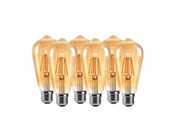 25 x st64 amber filament lamp – 6w – e27 – dimbaar – 2700k – 500 lm – ip20 – binnen - afbeelding 1 van  3