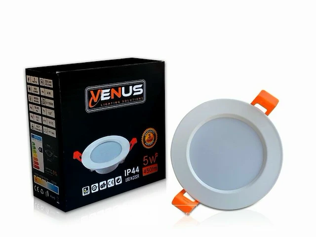 25 x venus 5w rond led paneel - waterdicht ip44 - 4000k (neutraal wit). - afbeelding 1 van  5