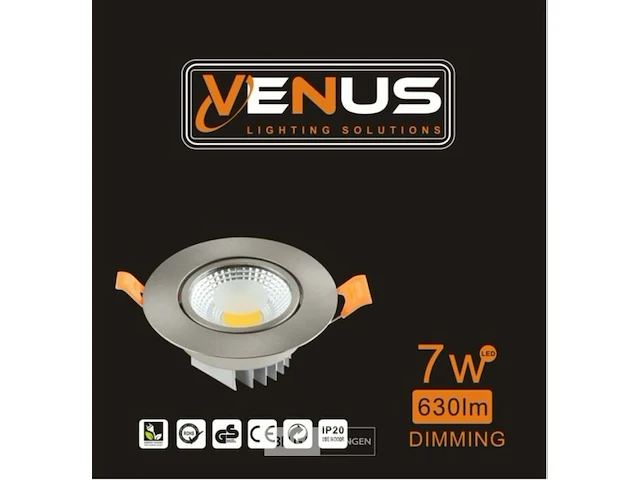 25 x verstelbare inbouwspot (zilver) - cob - 7w - 3000k - afbeelding 4 van  4