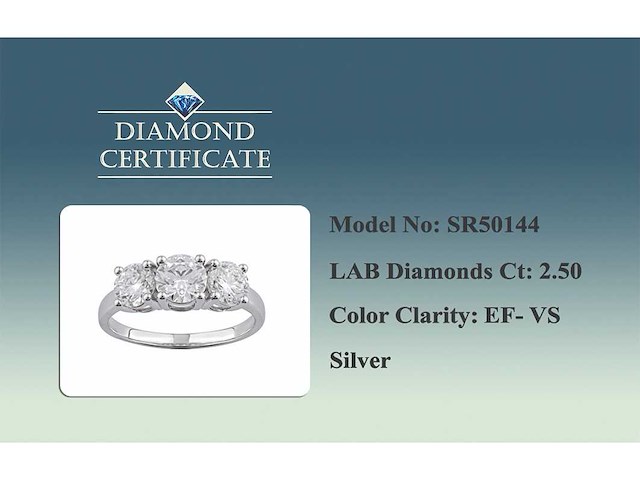 2.50 cts lab gekweekte diamanten ring maat-eu-54 - afbeelding 7 van  7