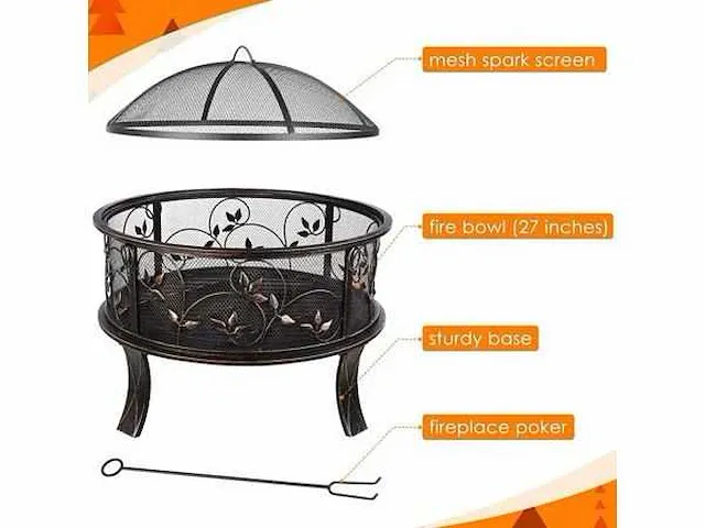 27-inch ronde vuurkorven voor buiten voor terras, kamperen - afbeelding 4 van  6