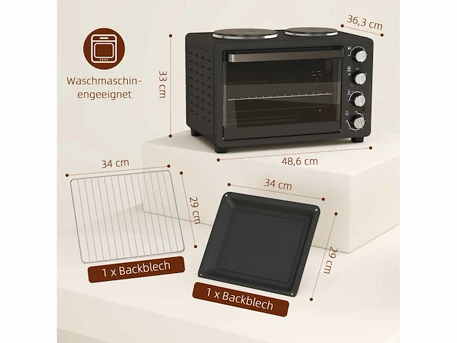 28 l oven - compacte oven - kookplaat - afbeelding 2 van  12