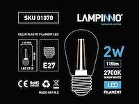 2w e27 s14 filament plastic shockproof led bulb 2700k (50x) - afbeelding 4 van  8