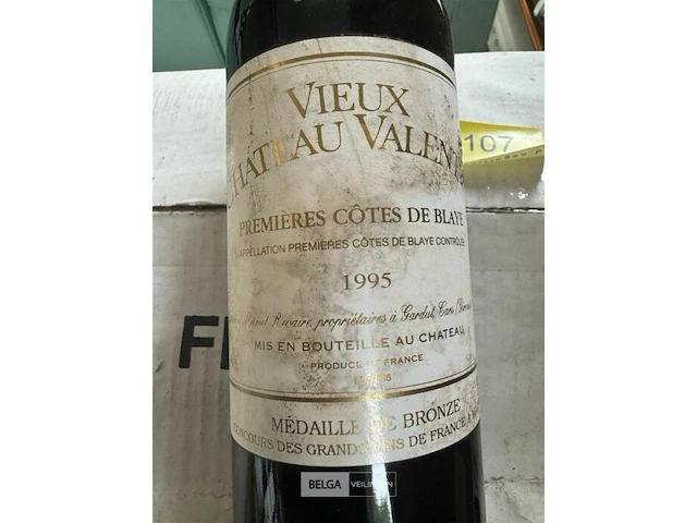 2x 1 doos vieux chauteau valentin premieres cotes de blaye 1995 - afbeelding 2 van  4
