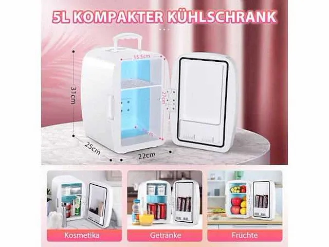 2x 6l draagbare minikoelkast met spiegel - afbeelding 5 van  6