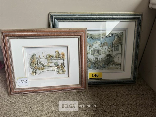 2x anton pieck schilderijen - afbeelding 1 van  3